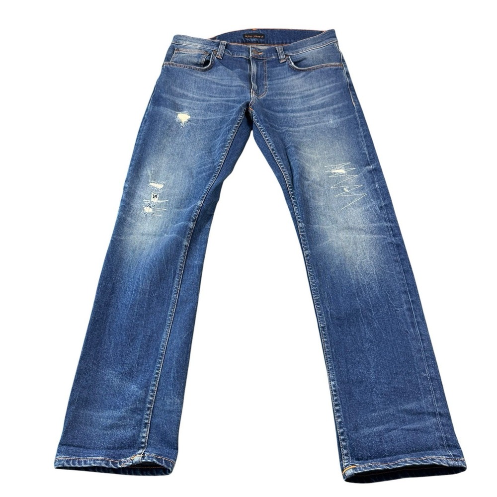 Nudie Lean Dean Born Blue Men's Zipper Fly Men's Jeans Size 33x32